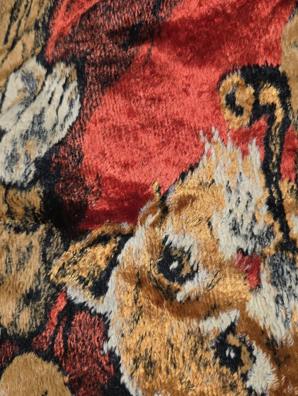 Vtg Anthropomorphic Cat Tapestry Wall Hanging Playing Chess Barware 48